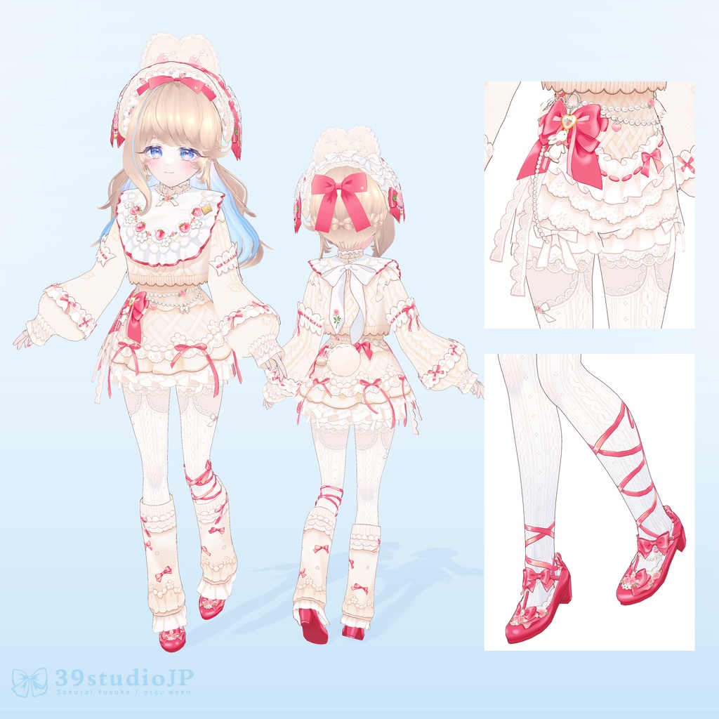 ふわばぶいちごうさぎコーデセット / Fuwa fuwa Baby Berry Bunny Outfit【VRoid Outfit】
