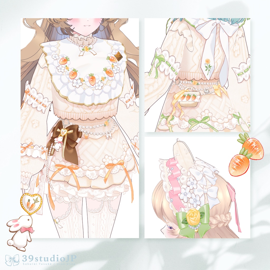 ふわばぶいちごうさぎコーデセット / Fuwa fuwa Baby Berry Bunny Outfit【VRoid Outfit】