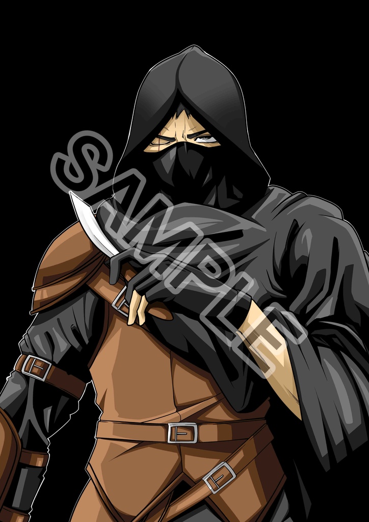 【TRPG/ゲーム素材】隻眼の暗殺者:設定資料・立ち絵素材【悪役/NPC】
