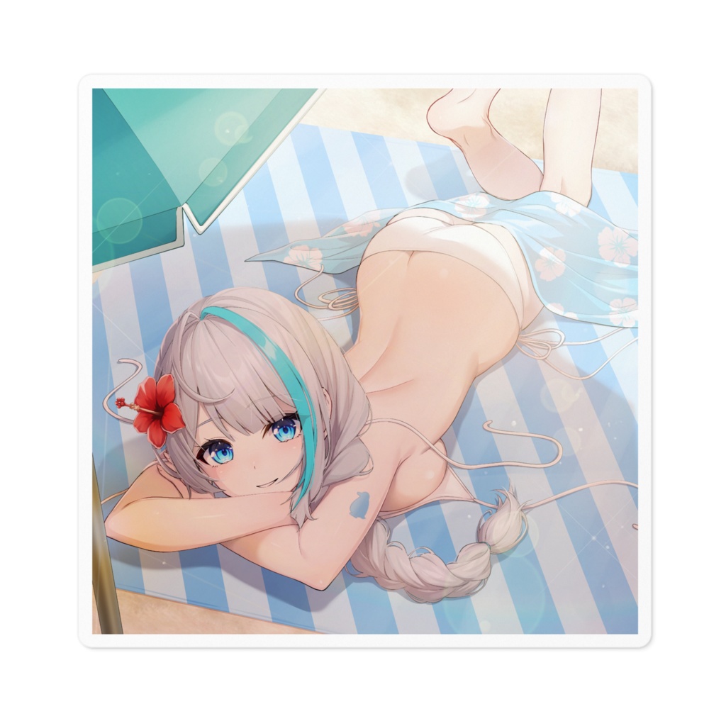 【ステッカー 100mmx100mm】氷雨ぺんちゃ水着2024Ver B