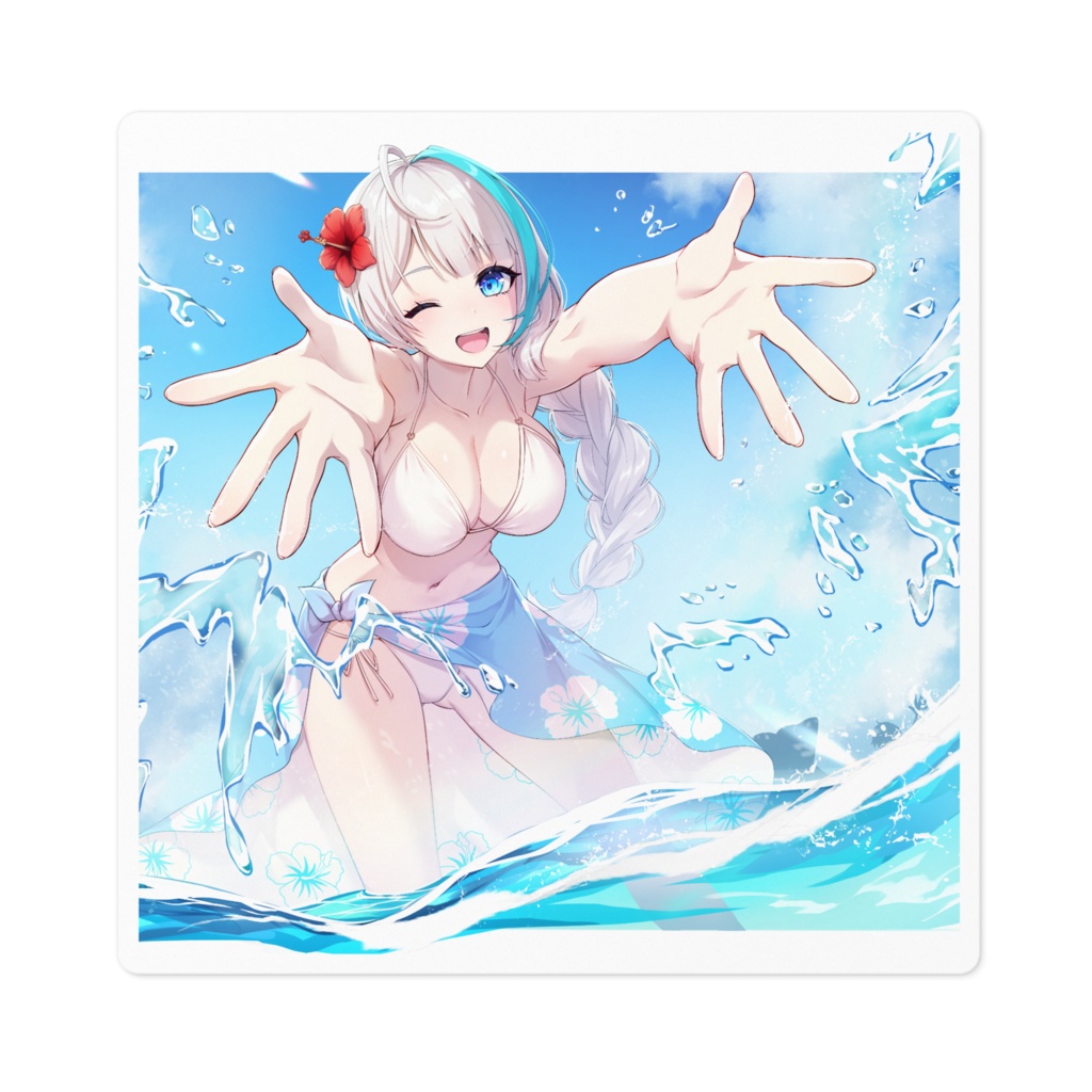 【ステッカー 100mmx100mm】氷雨ぺんちゃ水着Ver2024 A