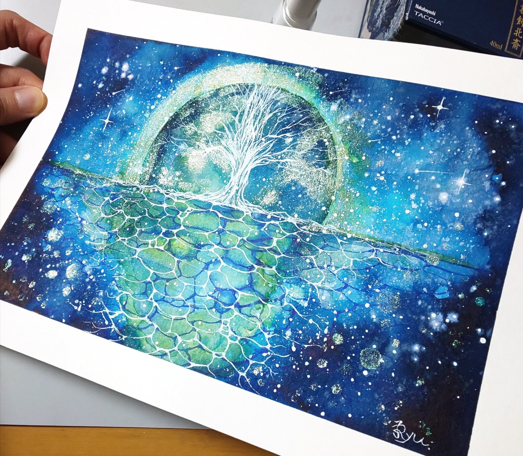 アナログ原画「夏の夜のユグドラシル」