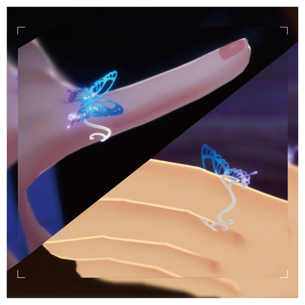 【VRChat向け】蝶々アクセサリー(髪飾り・指輪)