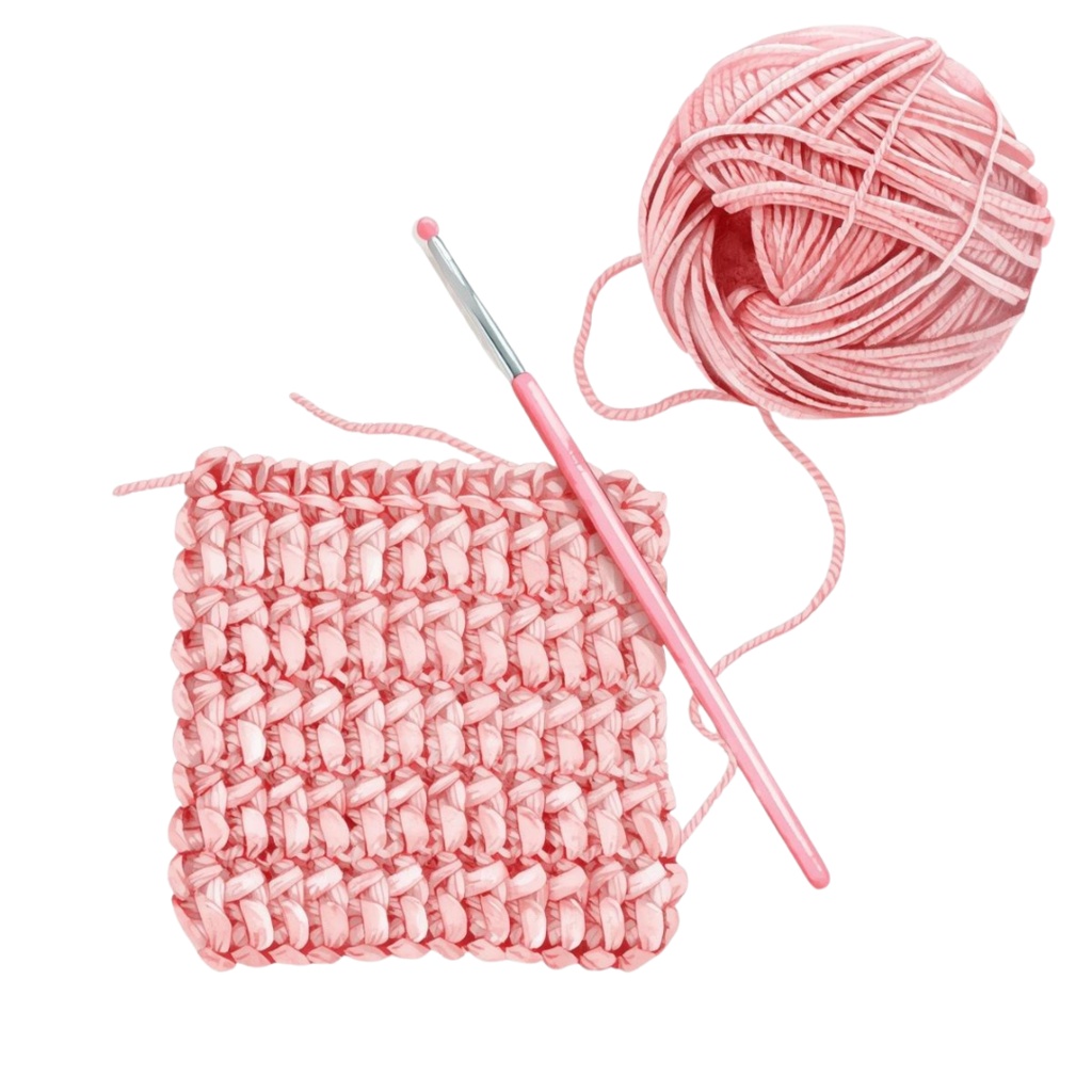 かぎ針編みシリーズ アンティーク水彩クリップアート(PNG透過・全12点)