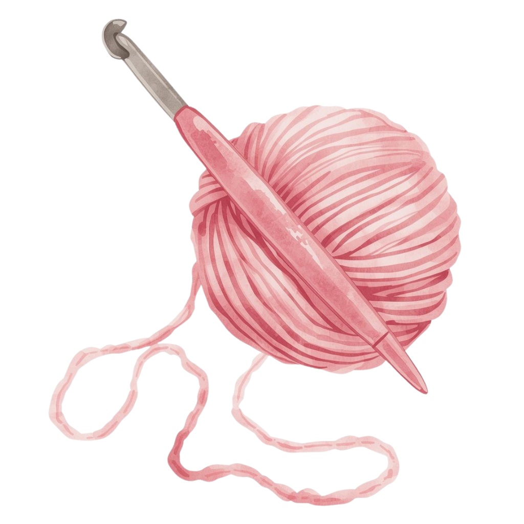 かぎ針編みシリーズ アンティーク水彩クリップアート(PNG透過・全12点)