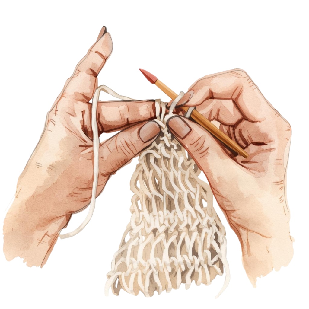 かぎ針編みシリーズ アンティーク水彩クリップアート(PNG透過・全12点)