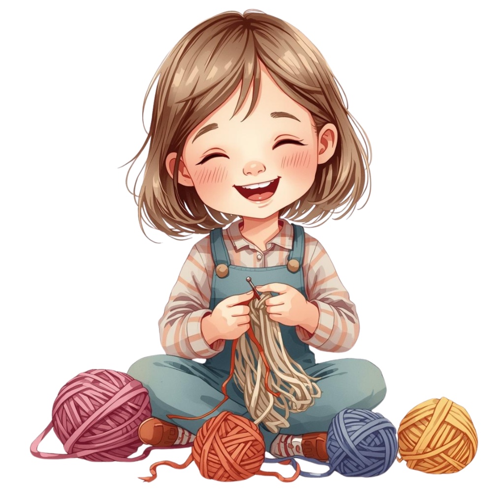 かぎ針編みシリーズ アンティーク水彩クリップアート(PNG透過・全12点)