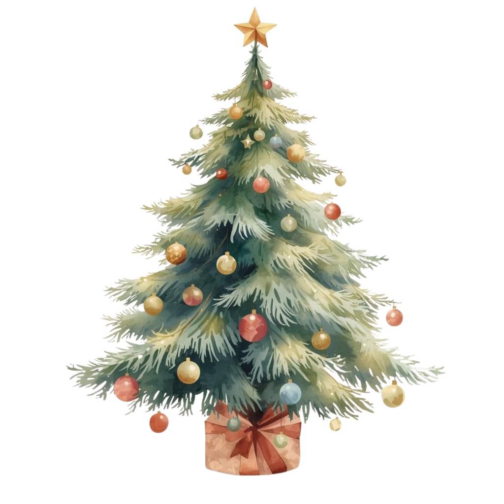 パステルアンティーク・クリスマス 水彩クリップアート20点セット(PNG)