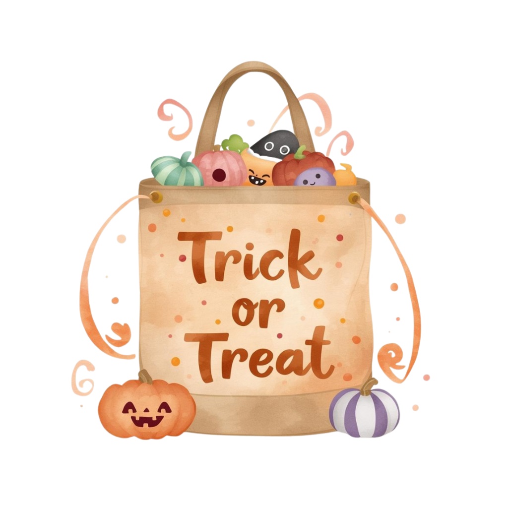 パステル水彩のかわいいハロウィーン クリップアートセット