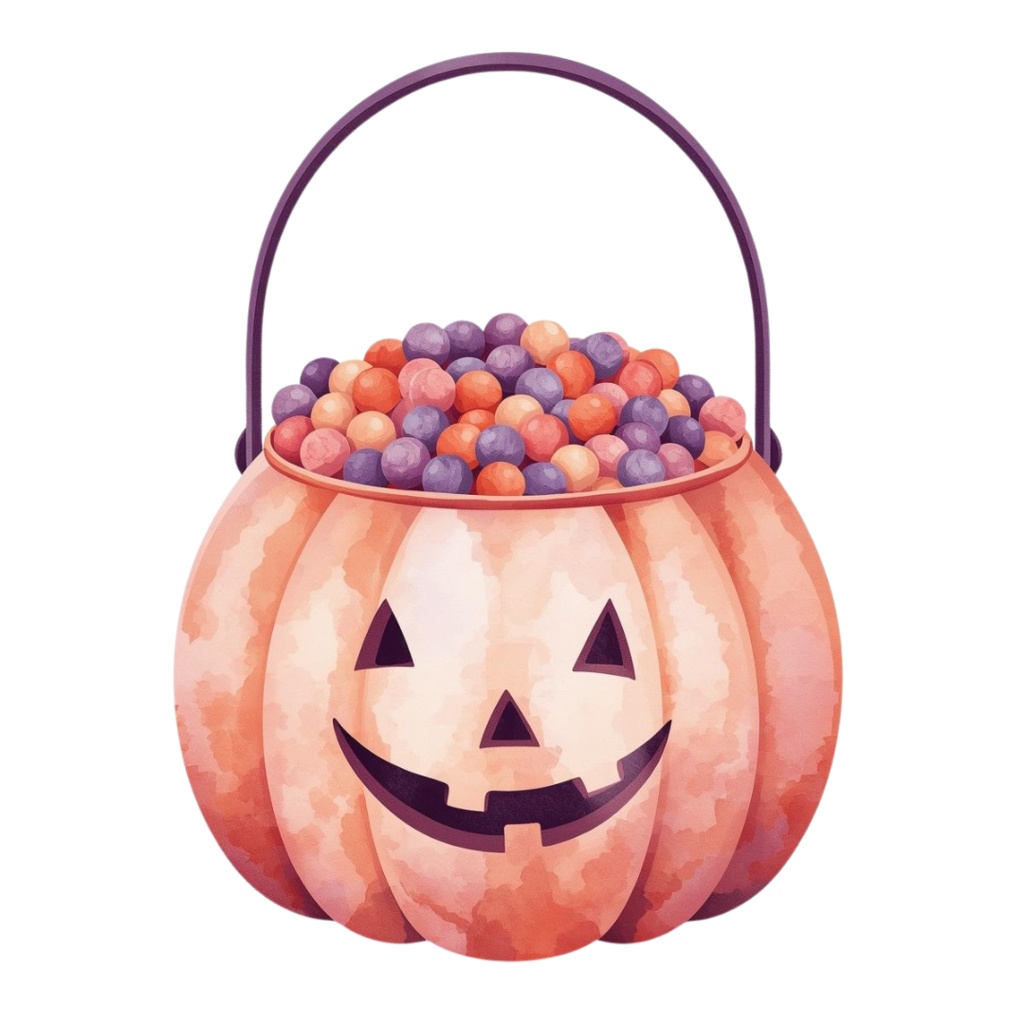 パステル水彩のかわいいハロウィーン クリップアートセット