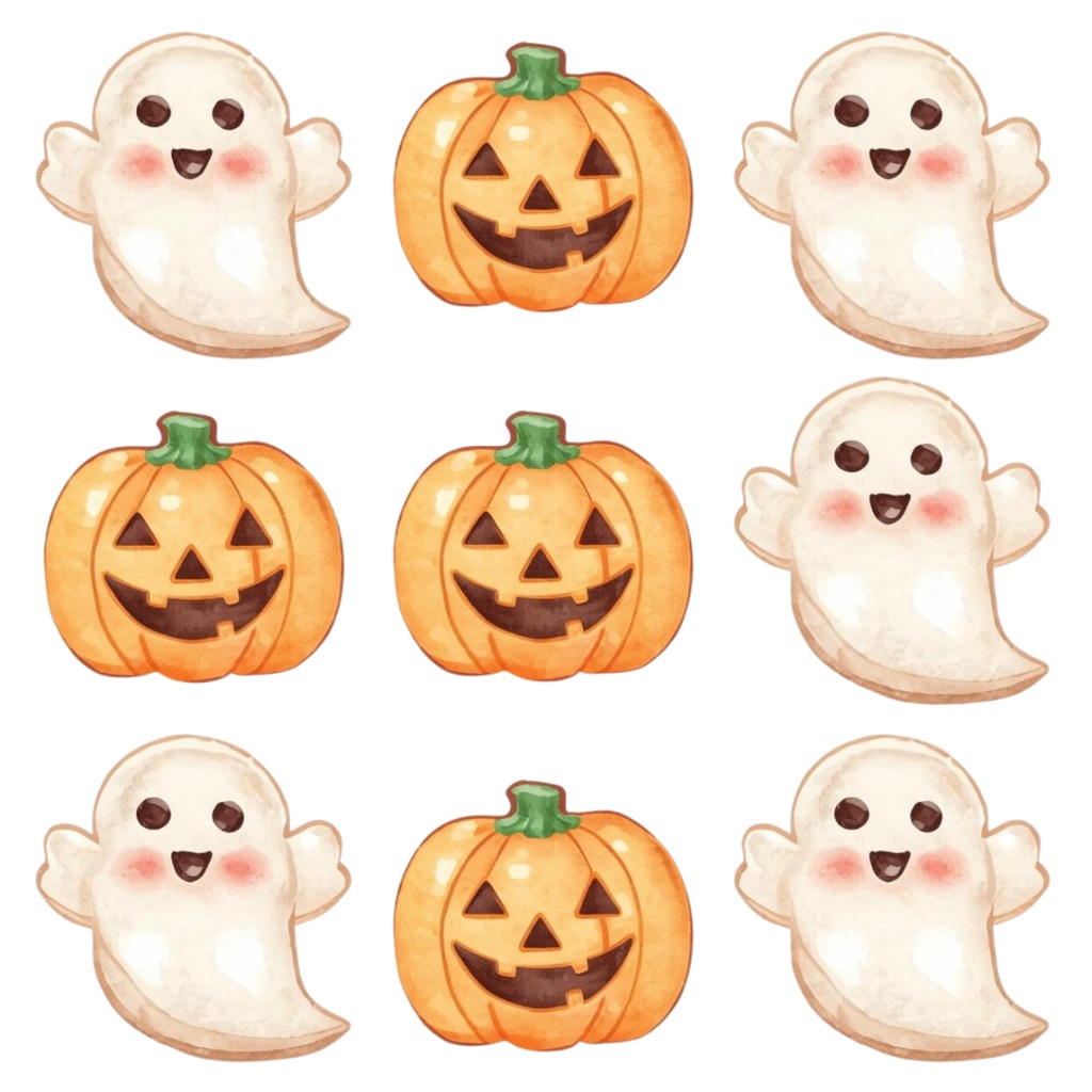 パステル水彩のかわいいハロウィーン クリップアートセット