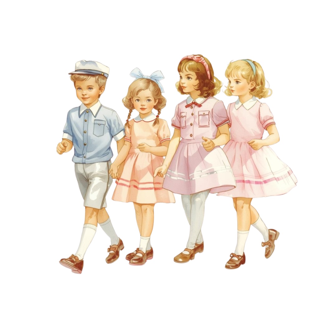 水彩 × パステル × ヴィンテージアメリカン 保育園クリップアート 25点セット(PNG)