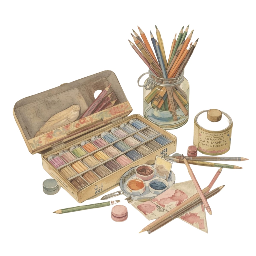 水彩 × パステル × ヴィンテージアメリカン 保育園クリップアート 25点セット(PNG)