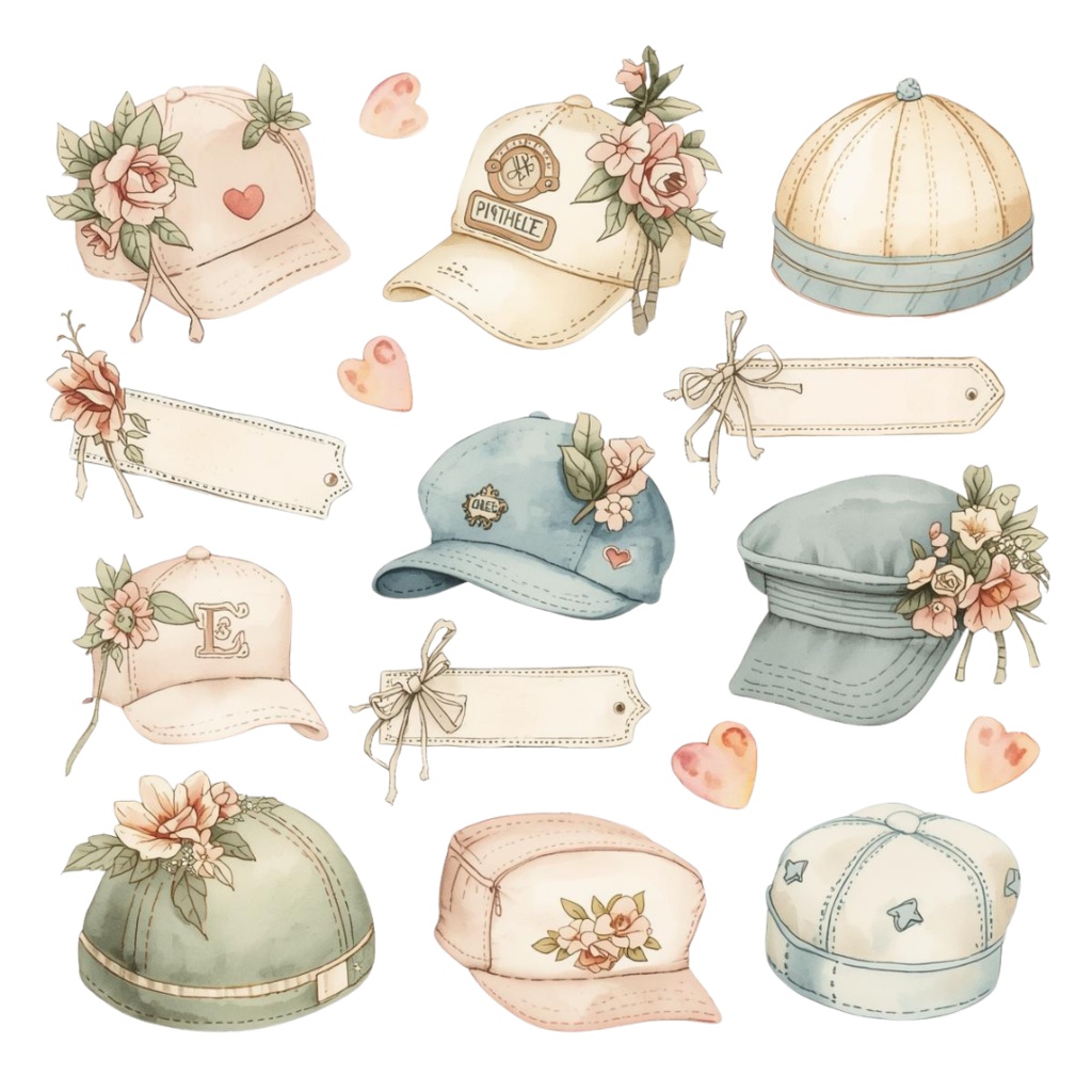 水彩 × パステル × ヴィンテージアメリカン 保育園クリップアート 25点セット(PNG)