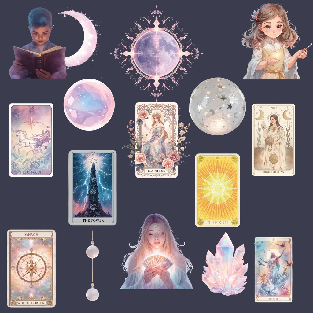 Mystic Tarot 50|占い師&タロットカードのパステルクリップアート素材集