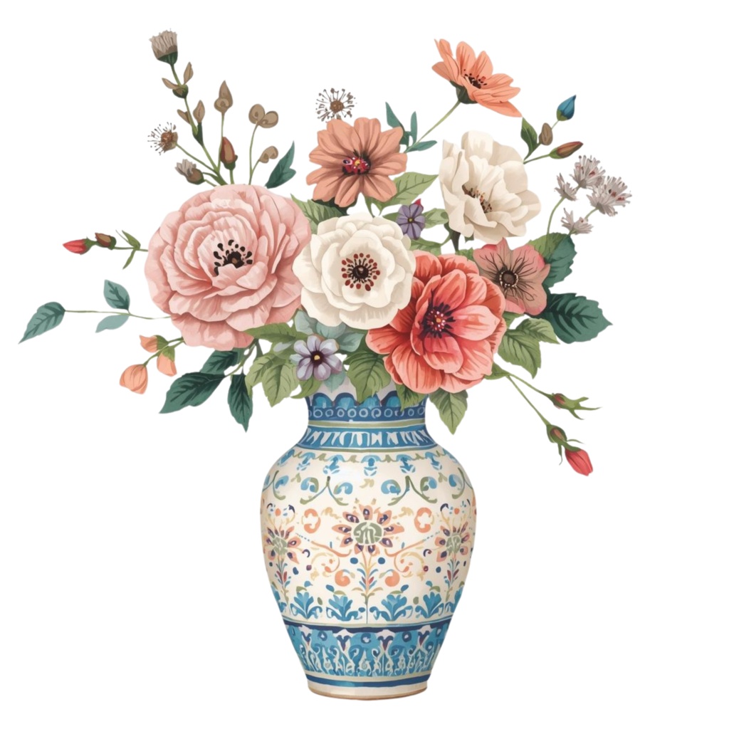 Pastel Ceramic Pattern Interior Clipart Bundle-パステル陶器柄インテリア クリップアート40点セット-