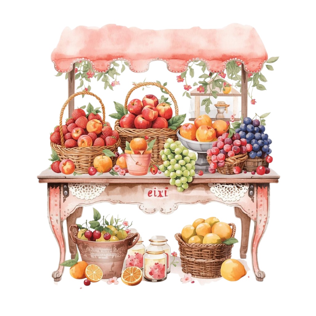 【マルシェ(買い物)シリーズ】マルシェ クリップアート素材(全10点/PNG/背景透過)