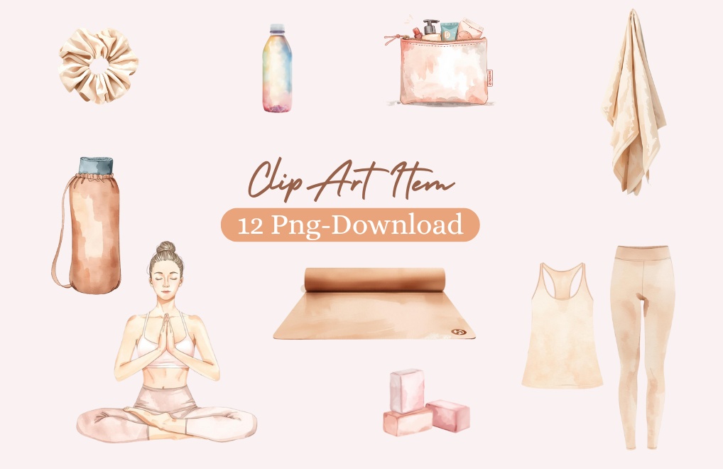 【YAGA(準備)シリーズ】ヨガ クリップアート素材(全10点/PNG/背景透過)