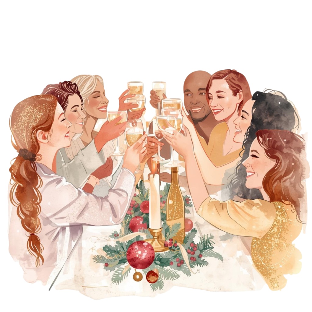 【大人かわいいクリスマスパティーシリーズ】クリップアート素材(全12点/PNG/背景透過)