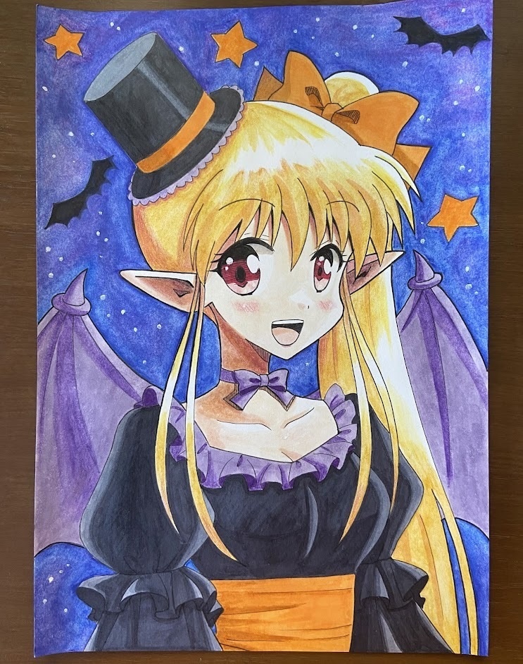 原画【手描きイラスト 】ハロウィン悪魔っ娘
