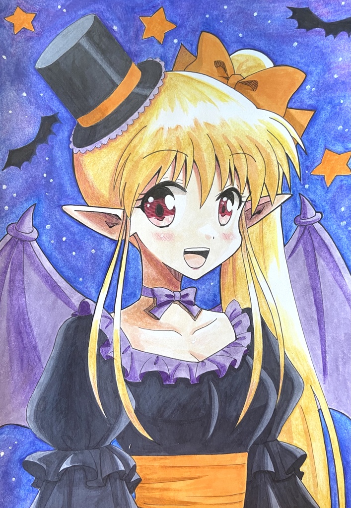 原画【手描きイラスト 】ハロウィン悪魔っ娘