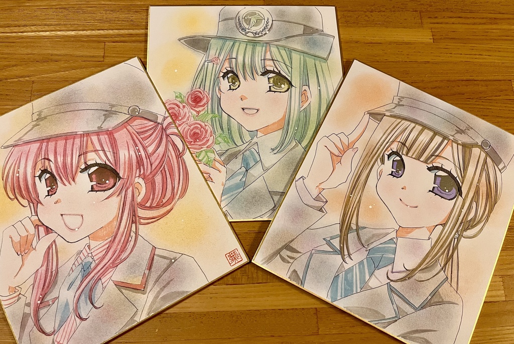 5/3(日)21時ｵｰﾌﾟﾝ【鉄道むすめ】色紙原画【白井まきの・五香たかね・村上とよか・石山ともか】