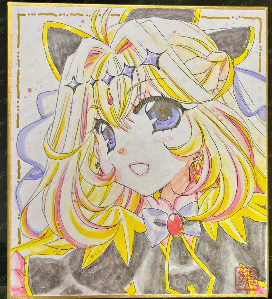 ◆5/24(日)21時オープン【たんプリ】色紙原画【森亜るるか】【キュアアルカナ・シャドウ】