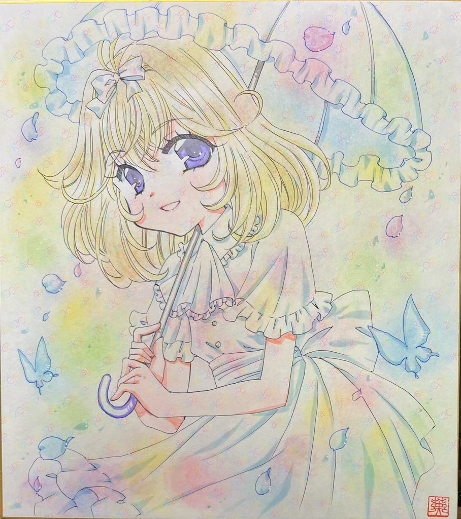 ◆5/24(日)21時オープン【たんプリ】色紙原画【森亜るるか】【キュアアルカナ・シャドウ】
