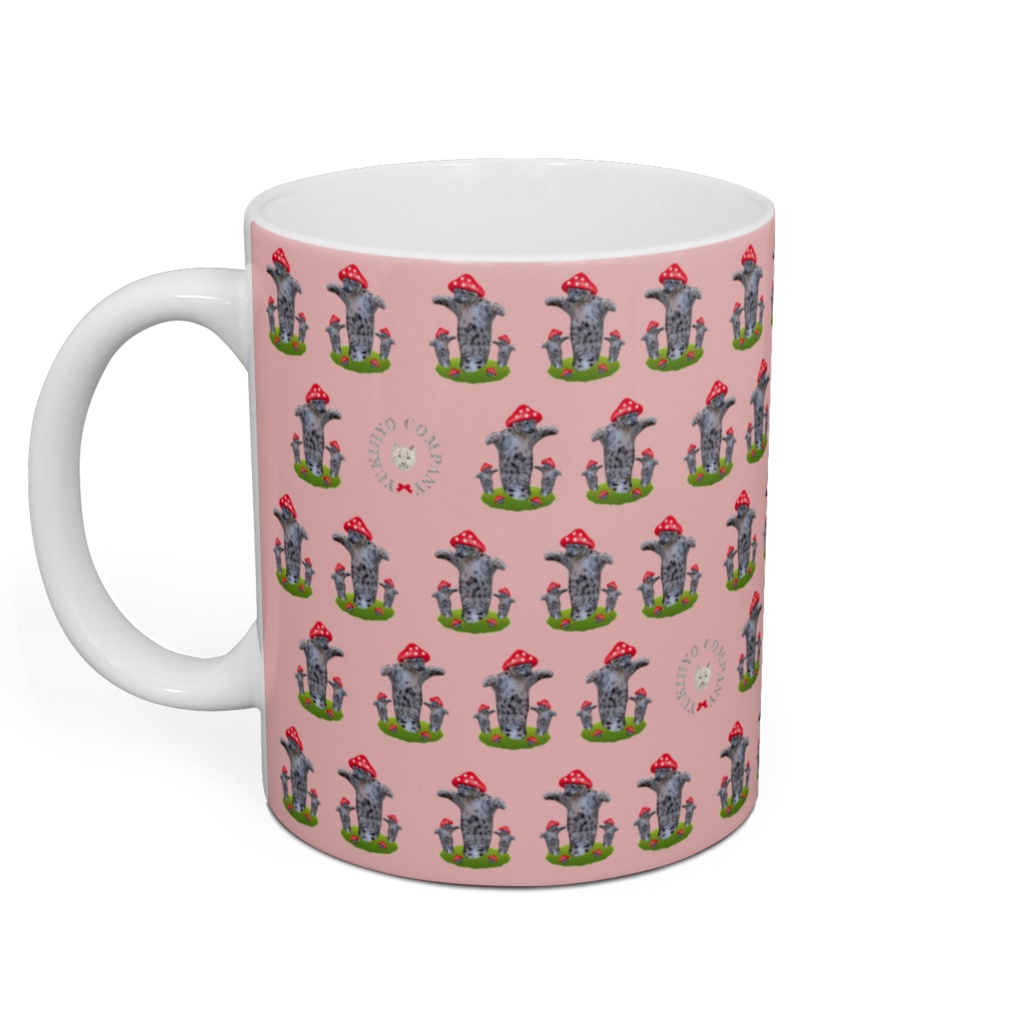 【受注生産】ユキヒョウマグカップ<キノコダラケピンクver.>