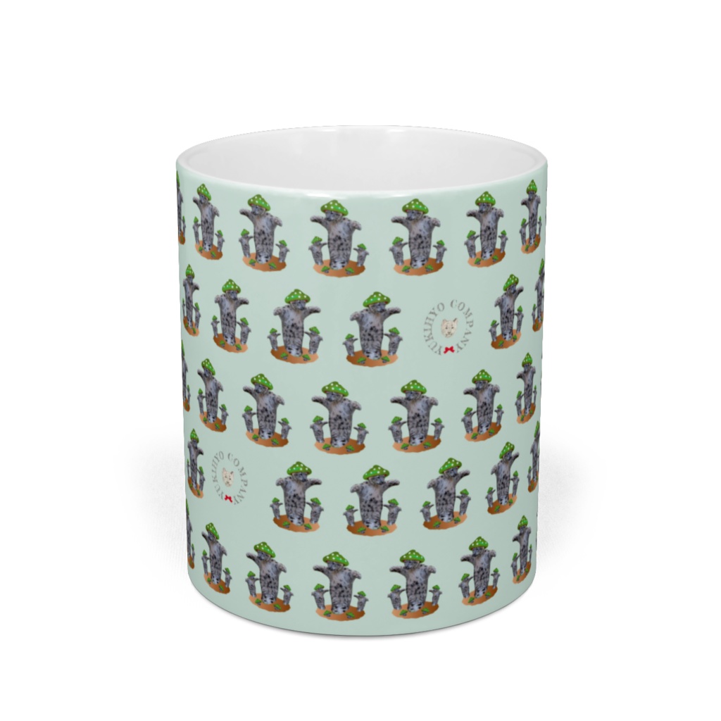 【受注生産】ユキヒョウマグカップ<キノコダラケグリーンver.>