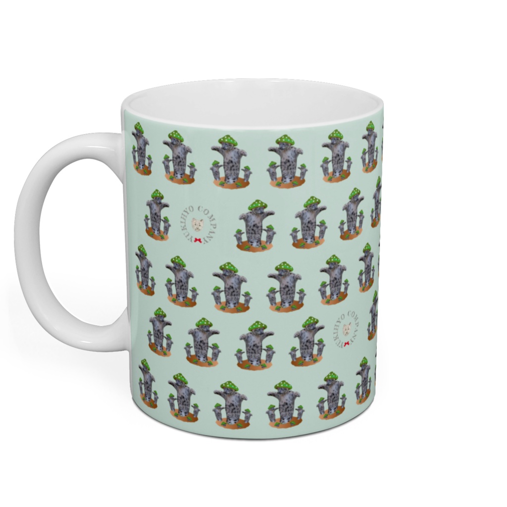 【受注生産】ユキヒョウマグカップ<キノコダラケグリーンver.>