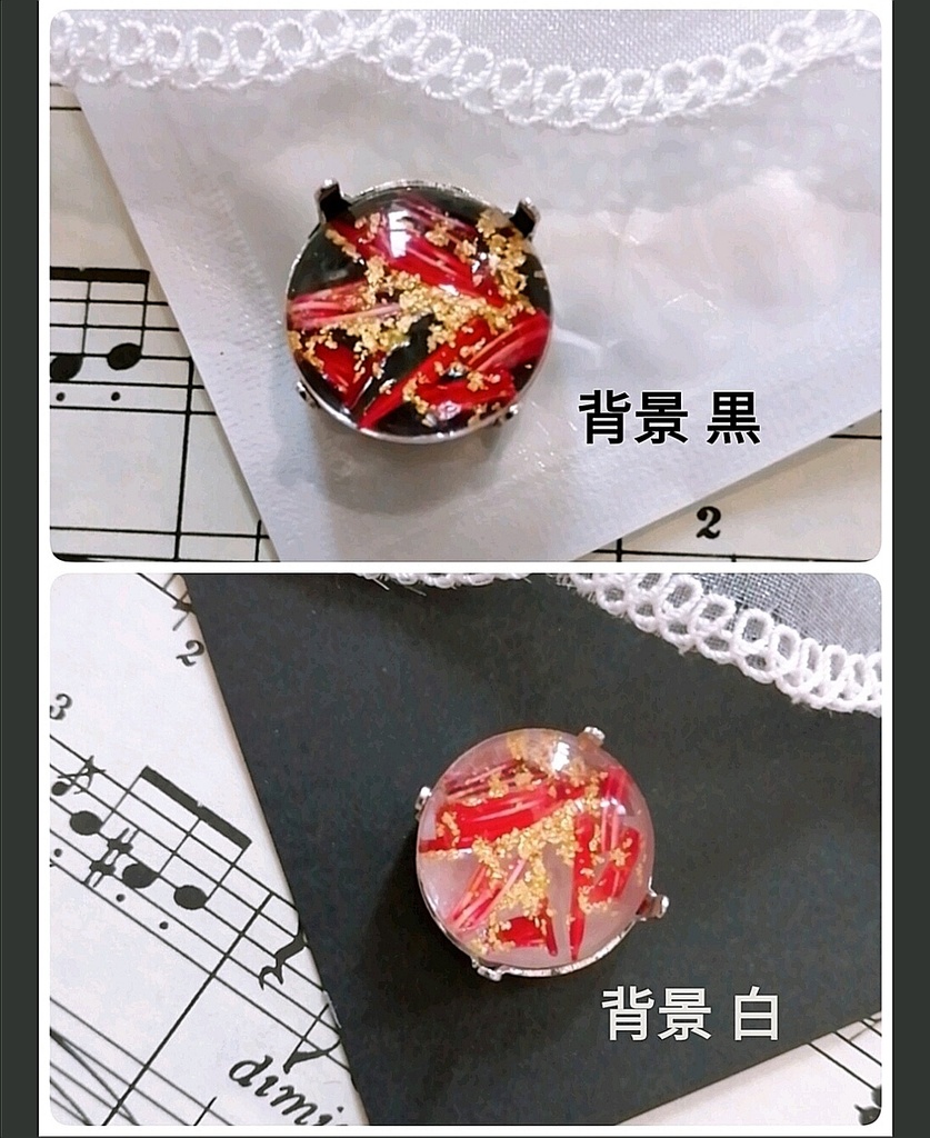 セミオーダー お色指定可 ドライフラワーと金箔のハンドメイドカボション ピアス イヤリング