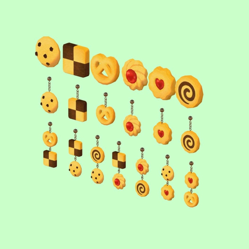 【無料版あり】クッキーのイヤリング【VRChat想定】