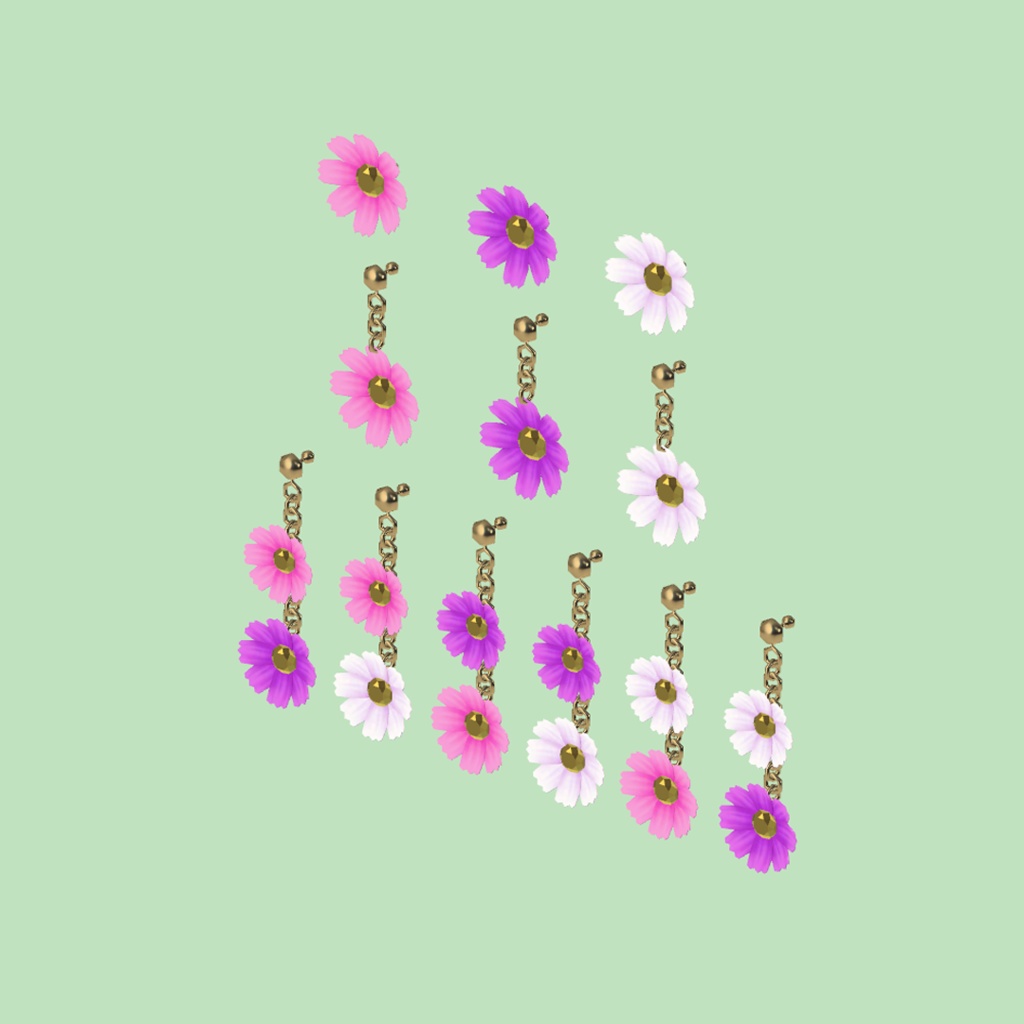 コスモスのイヤリング【VRChat想定】