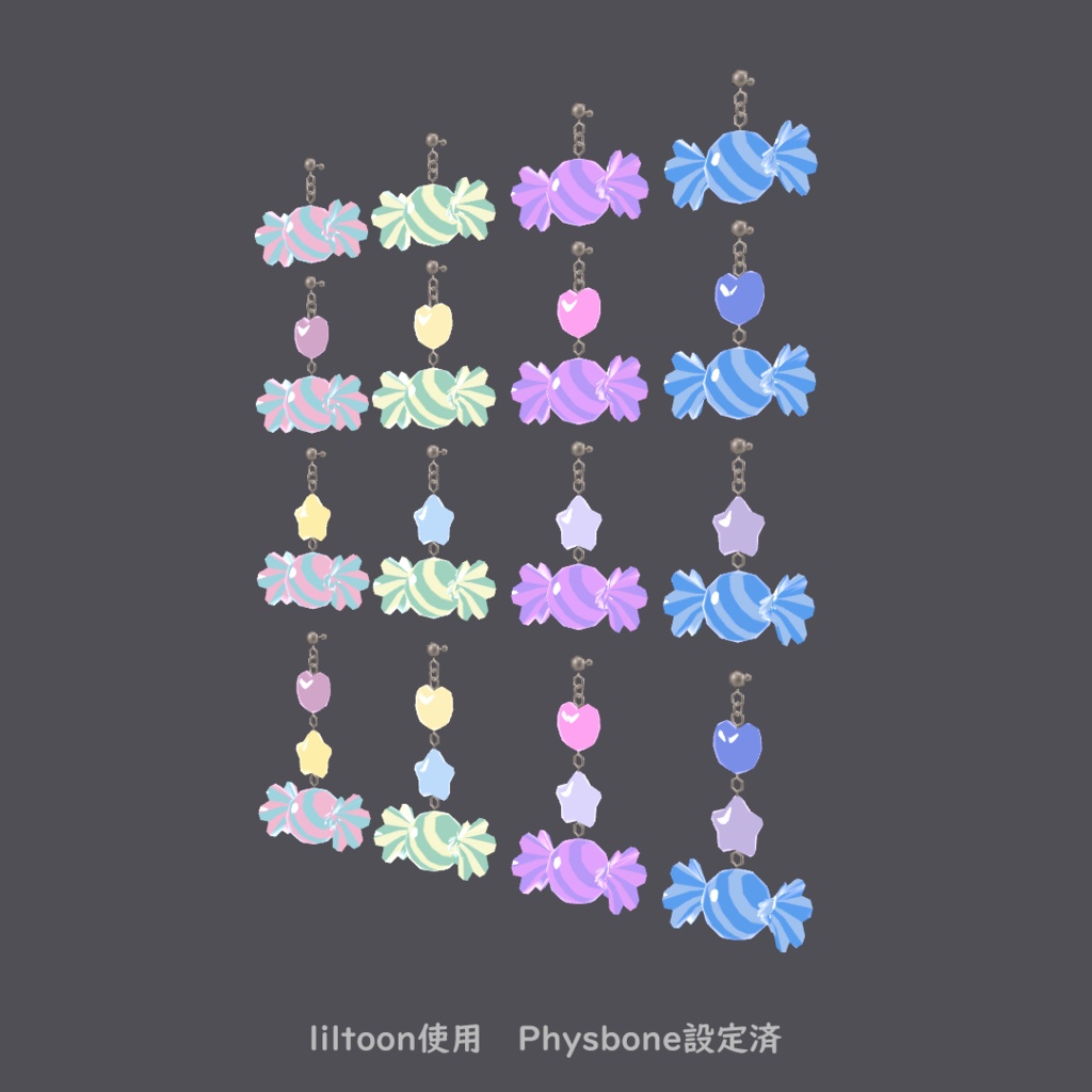 ゆめかわキャンディイヤリング【VRChat想定】