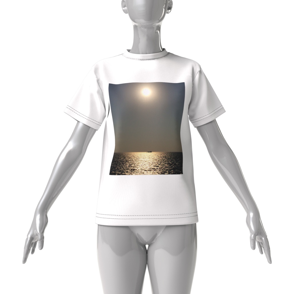 海の夕日プリントTシャツ(ビッグシルエットT)