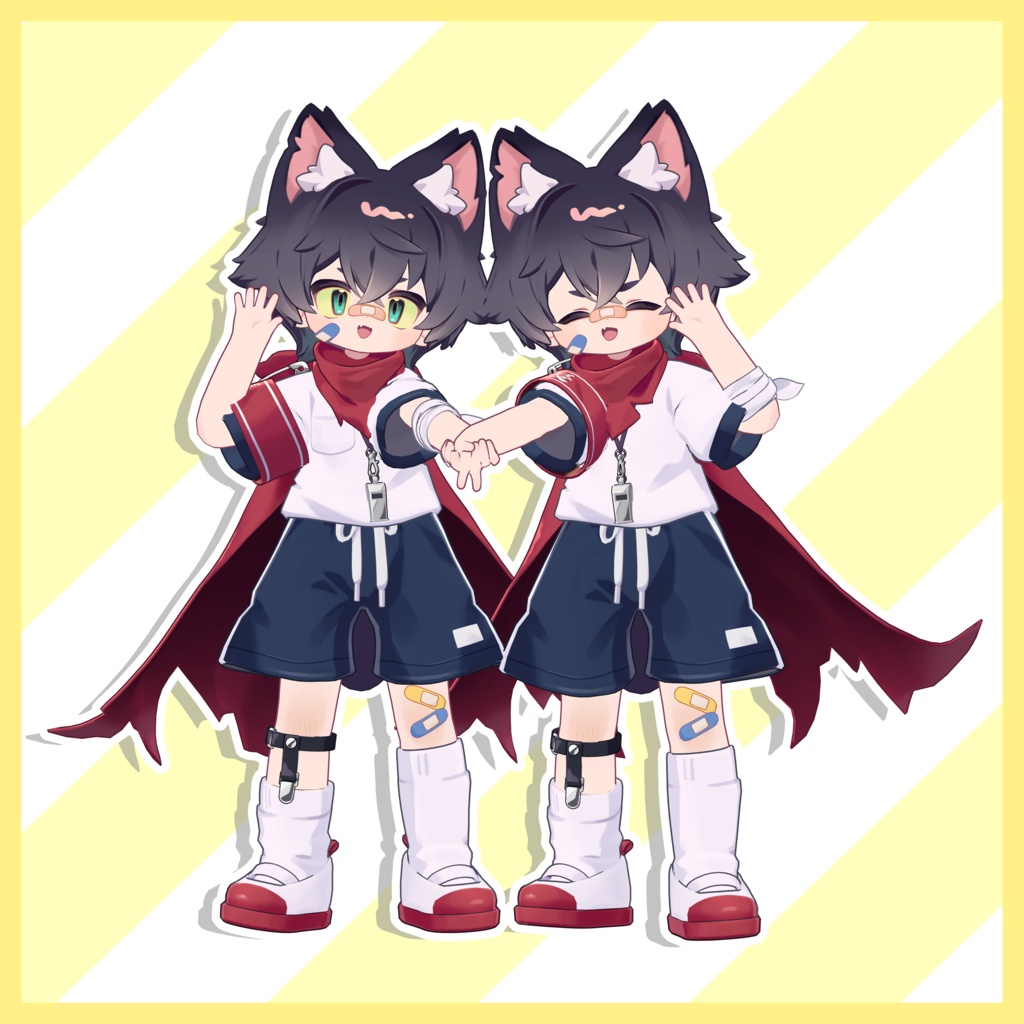 【無料】2人でピース!【まめふれんず・ポーズ】