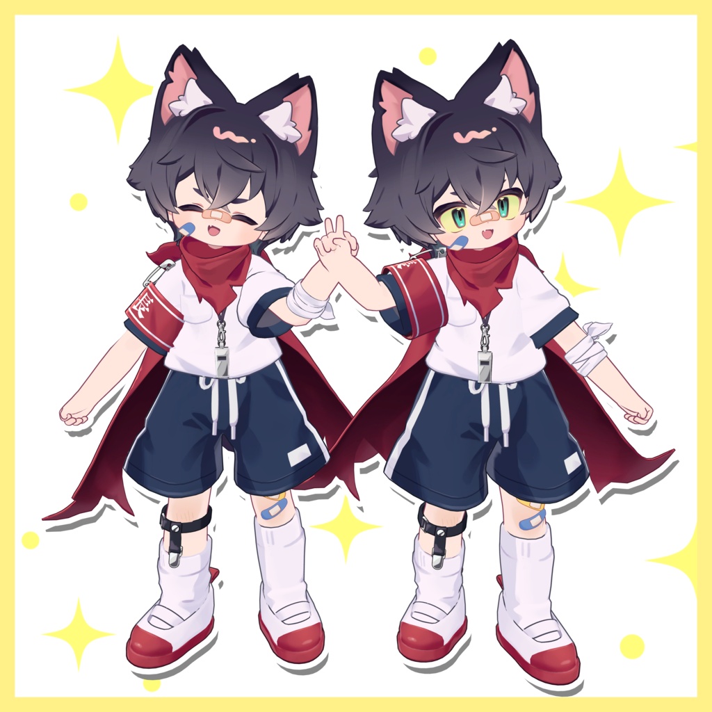 【無料】2人でピース!【まめふれんず・ポーズ】