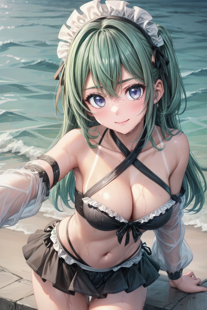 【AIイラスト集】ビキニ姿のメイドさん