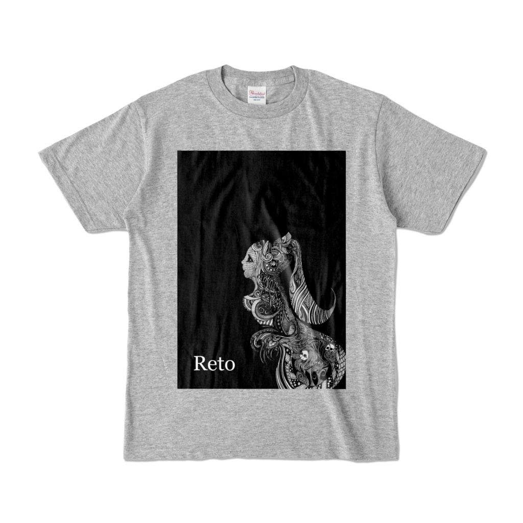 【Reto】MIIKE -Tシャツ -色- グレー灰- フルカラー正面プリント　/  [Reto] MIIKE -T-shirt -Color- Gray- Full color front print /
