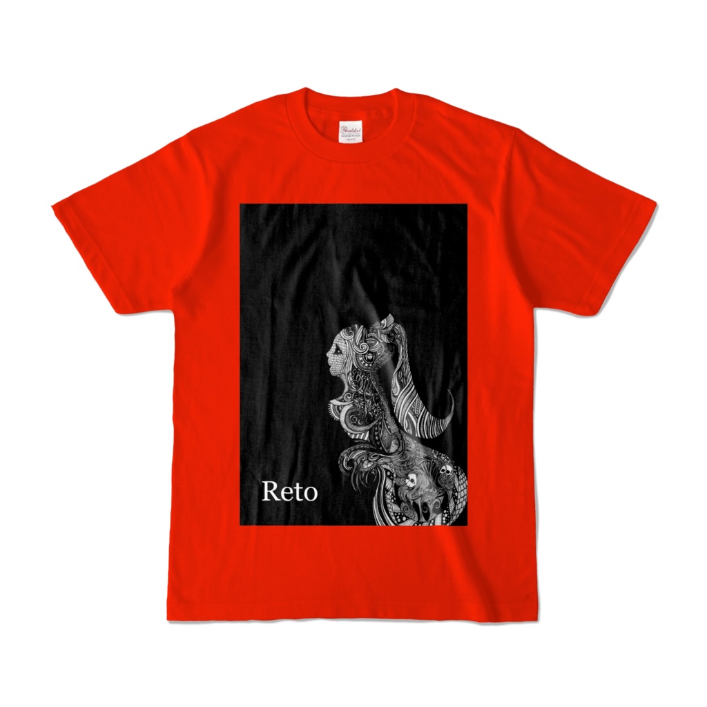 【Reto】MIIKE -Tシャツ -色- レッド赤- フルカラー正面プリント　/[Reto] MIIKE -T-shirt -Color-Red- Full color front print 