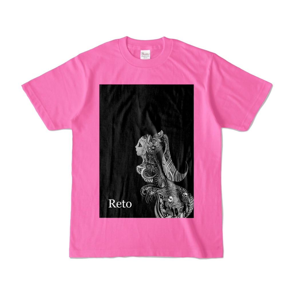 【Reto】MIIKE -Tシャツ -色- ピンク- フルカラー正面プリント /  MIIKE -T-shirt -Color-Pink Full color front print