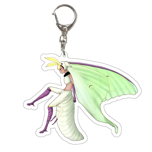 オオミズアオの成虫　アクリルキーホルダー　