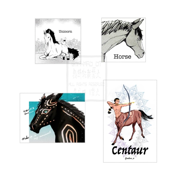 馬　ユニコーン　ケンタウロス ステッカーセット