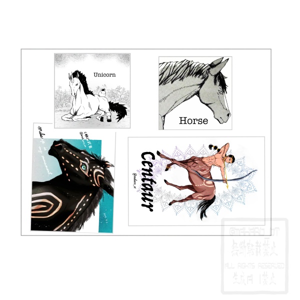 馬 ユニコーン ケンタウロス ステッカーセット