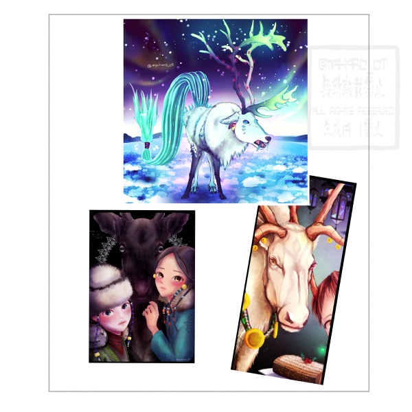 鹿　トナカイ　オリジナル獣 ステッカーセット