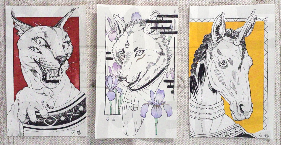 ユニコーン獣人 原画・ドローイング③