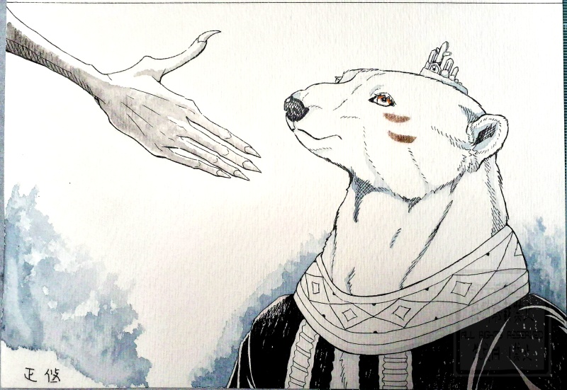 白熊獣人 原画・ドローイング⑤