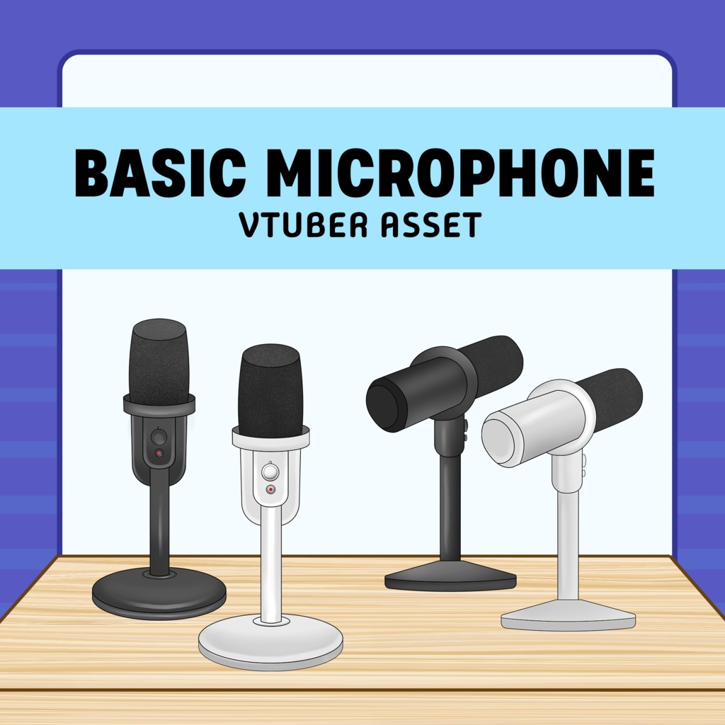 Basic Black and White Microphone VTuber Asset