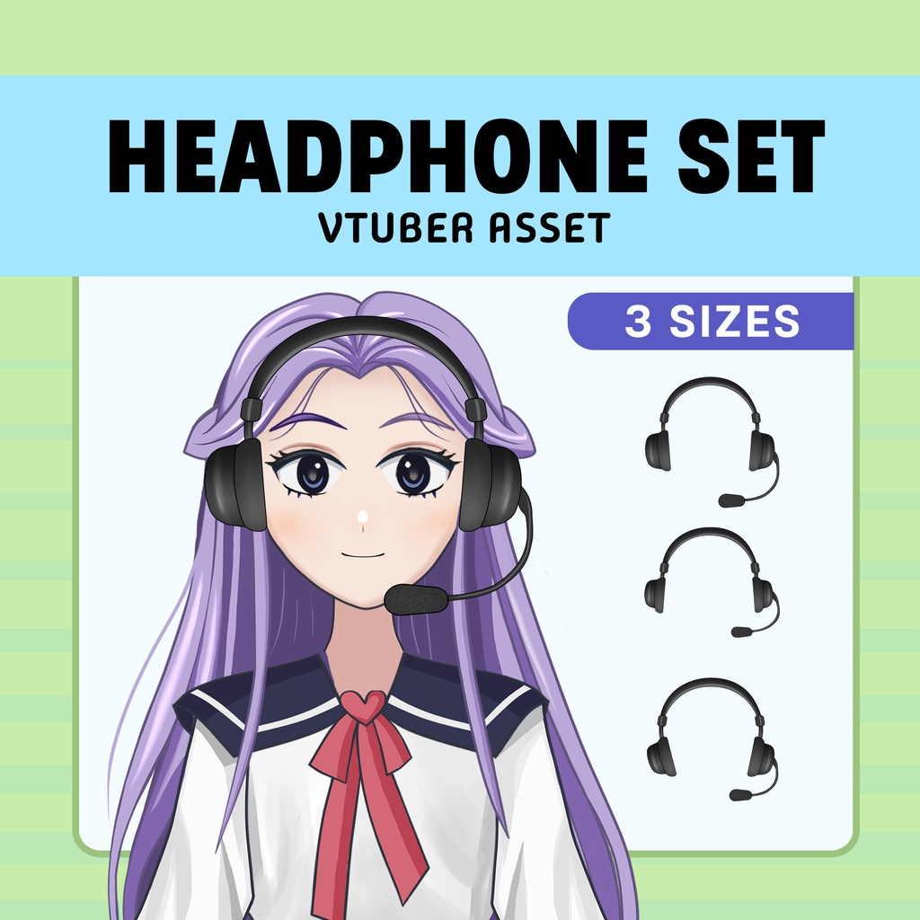 Basic Black Headphones VTuber Asset